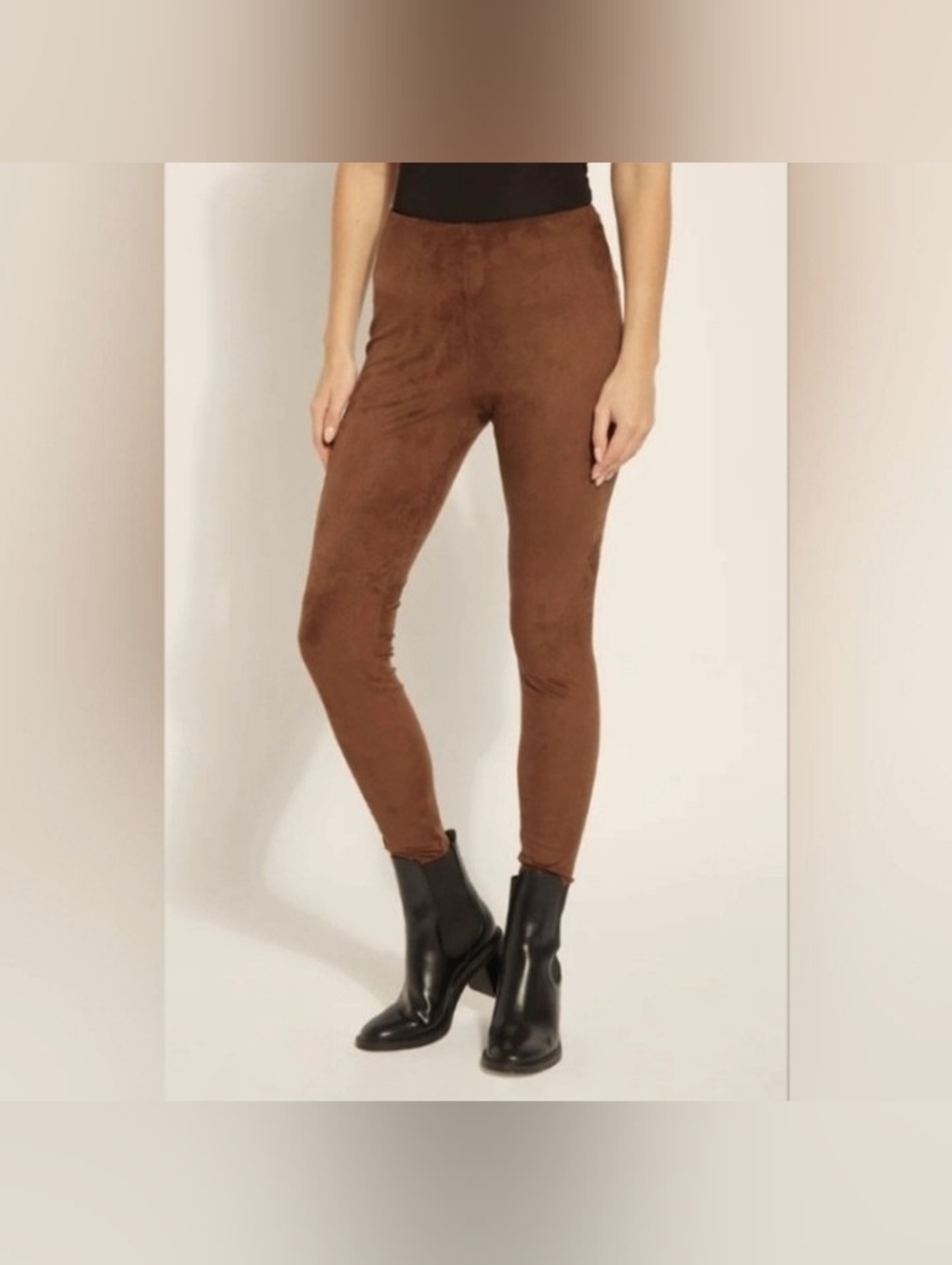 NWT Vegan Suede Brown High-Waist Pants - Women's